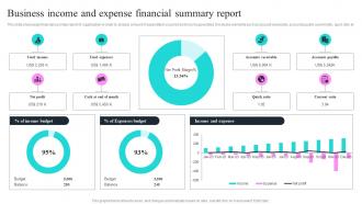 Business Income And Expense Financial Summary Report