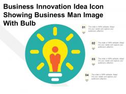 Business innovation idea icon showing business man image with bulb
