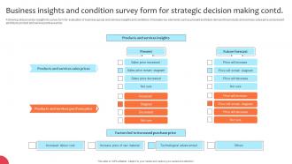 Business Insights And Condition Survey Form For Strategic Decision Making Survey SS Impactful Impressive