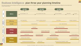 Business Intelligence Plan Three Year Planning Timeline