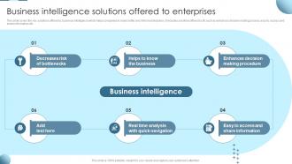Business Intelligence Solutions Offered To Enterprises Ppt Powerpoint Presentation File Icon