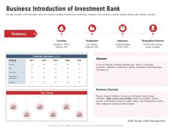 Business Introduction Of Investment Bank Pitchbook For Acquisition Deal Ppt Demonstration