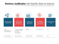 Business justification with specific areas to improve