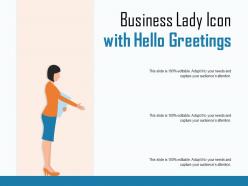 Business lady icon with hello greetings