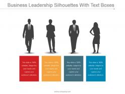 Business leadership silhouettes with text boxes ppt diagrams
