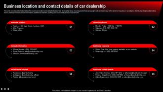 Business Location And Contact Details Car Dealership Company Overview