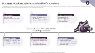 Business Location And Contact Details Of Shoe Store Shoe Company Overview