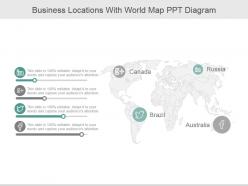 Business locations with world map ppt diagram