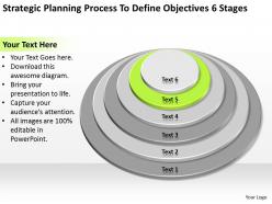 Business logic diagram strategic planning process to define objectives 6 stages powerpoint slides