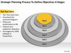 Business logic diagram strategic planning process to define objectives 6 stages powerpoint slides