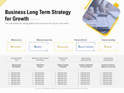 Business long term strategy for growth financing for a business by private equity