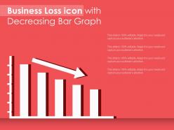 Business loss icon with decreasing bar graph