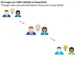 Business man and woman with idea sharing flat powerpoint design