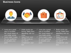 Business man deal suitcase identity card ppt icons graphics