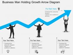 Business man holding growth arrow diagram flat powerpoint design