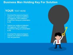 Business Man Holding Key For Solution Flat Powerpoint Design