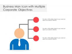 Business man icon with multiple corporate objectives