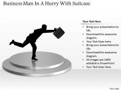 Business man in a hurry with suitcase powerpoint template slide