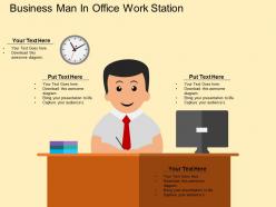 Business man in office work station flat powerpoint desgin