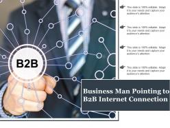 Business man pointing to b2b internet connection