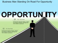 Business man standing on road for opportunity flat powerpoint design