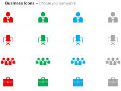 Business man team management suitcase leadership ppt icons graphics