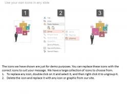 Business man text boxes for communication idea generation powerpoint slides