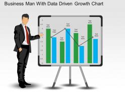 Business Man With Data Driven Growth Chart Powerpoint Slides