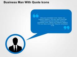 Business man with quote icons flat powerpoint design