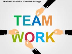 Business man with teamwork strategy flat powerpoint design