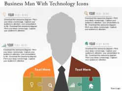 Business man with technology icons flat powerpoint design