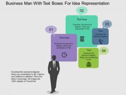 Business man with text boxes for idea representation flat powerpoint design