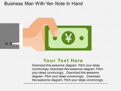 Business man with yen note in hand flat powerpoint design