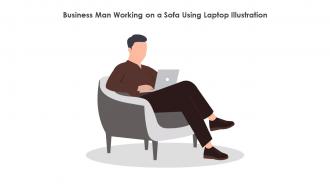 Business Man Working On A Sofa Using Laptop Illustration