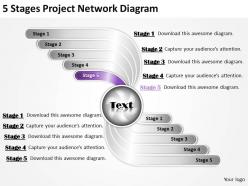 Business management consultants 5 stages project network diagram powerpoint slides