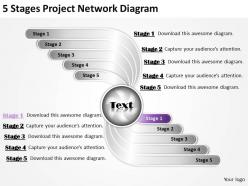 Business management consultants 5 stages project network diagram powerpoint slides