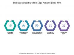 Business management five steps hexagon linear flow