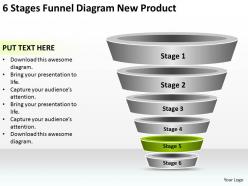 Business management structure diagram 6 stages funnel new product powerpoint slides