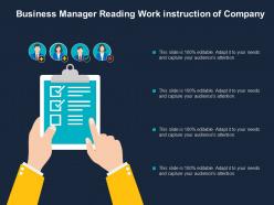 Business manager reading work instruction of company