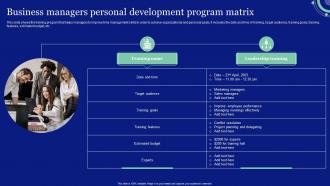 Business Managers Personal Development Program Matrix