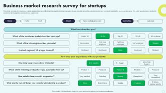 Business Market Research Survey For Startups Survey SS