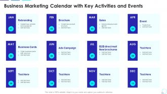 Business marketing calendar with key activities and events