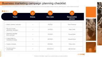 Business Marketing Campaign Planning Checklist Marketing Plan