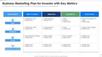 Business Marketing Plan For Investor With Key Metrics