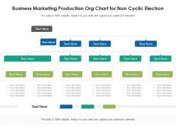 Business marketing production org chart for non cyclic electron infographic template