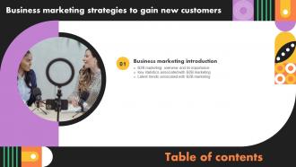 Business Marketing Strategies To Gain New Customers Table Of Contents Mkt Ss V