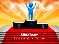Business marketing strategy templates winning first place podium success ppt slides powerpoint