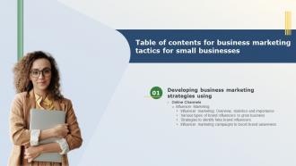 Business Marketing Tactics For Small Businesses Table Of Contents MKT SS V