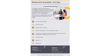 Business Meet Up Proposal Next Steps One Pager Sample Example Document