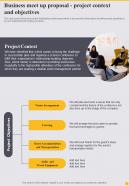 Business Meet Up Proposal Project Context And Objectives One Pager Sample Example Document